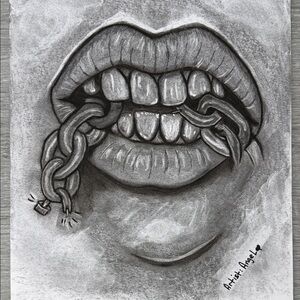 Charcoal Lips Art Print